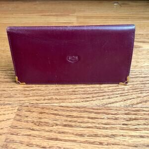 Cartier Bifold Mustline Billfold Red Bordeaux Leather Wallet Luxury Authentic